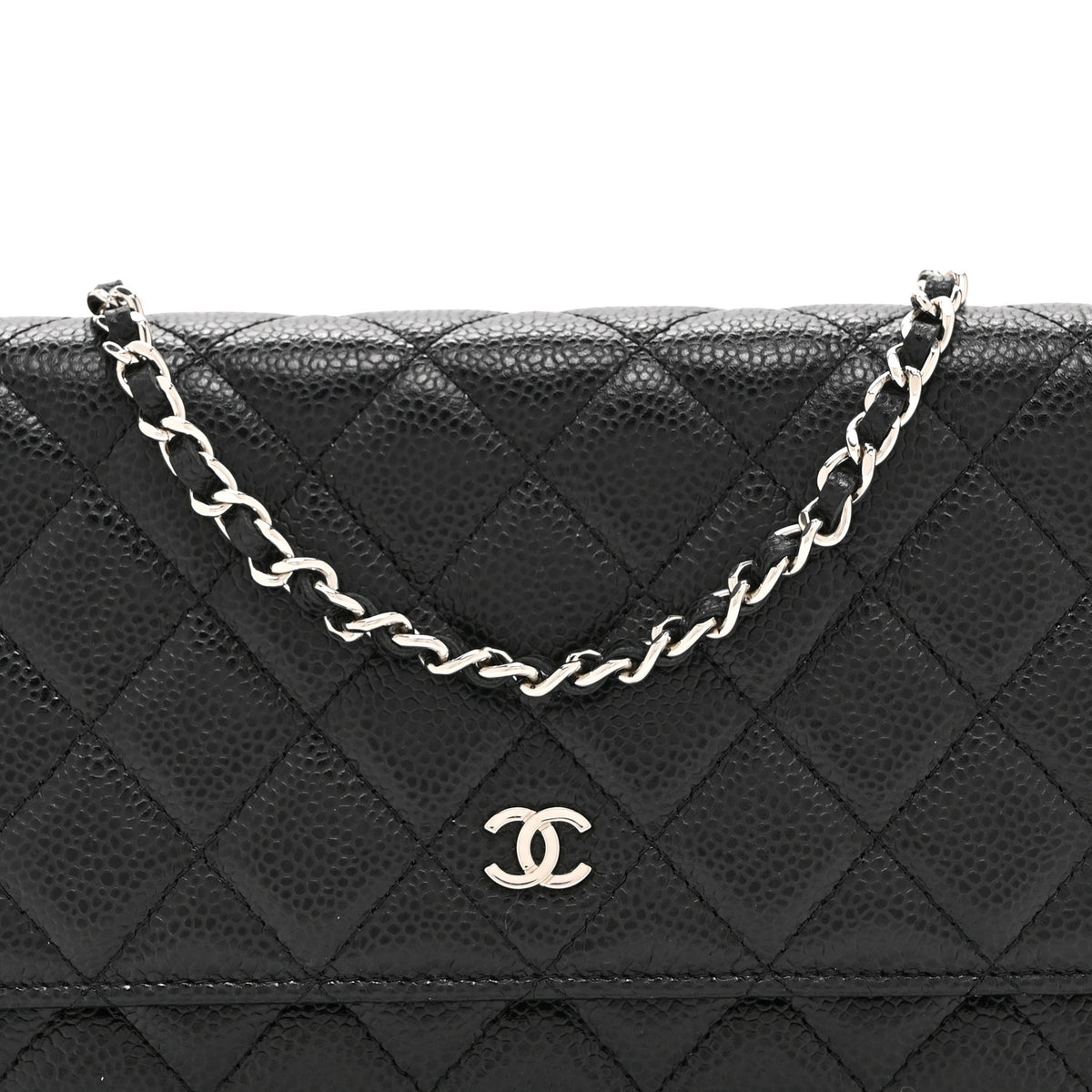 Caviar Quilted Wallet on Chain WOC Black