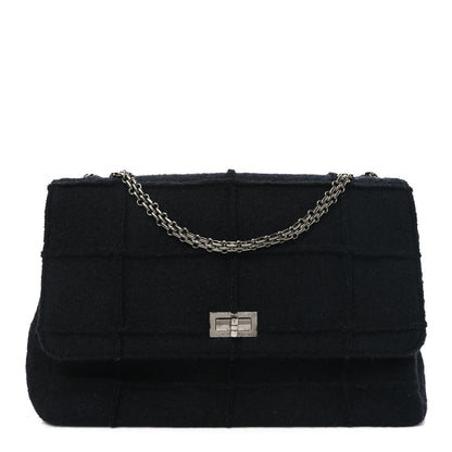 Chanel Wool Jumbo Chocolate Bar Mademoiselle Flap Black 1 of 10