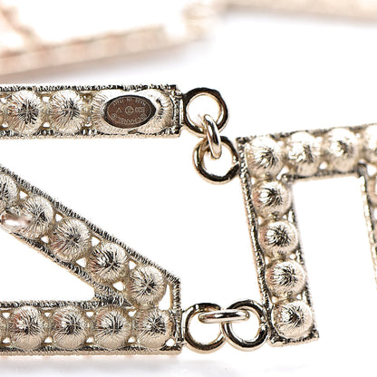 Chanel Crystal Cha-Nel Logo Drop Earrings Gold 4 of 6