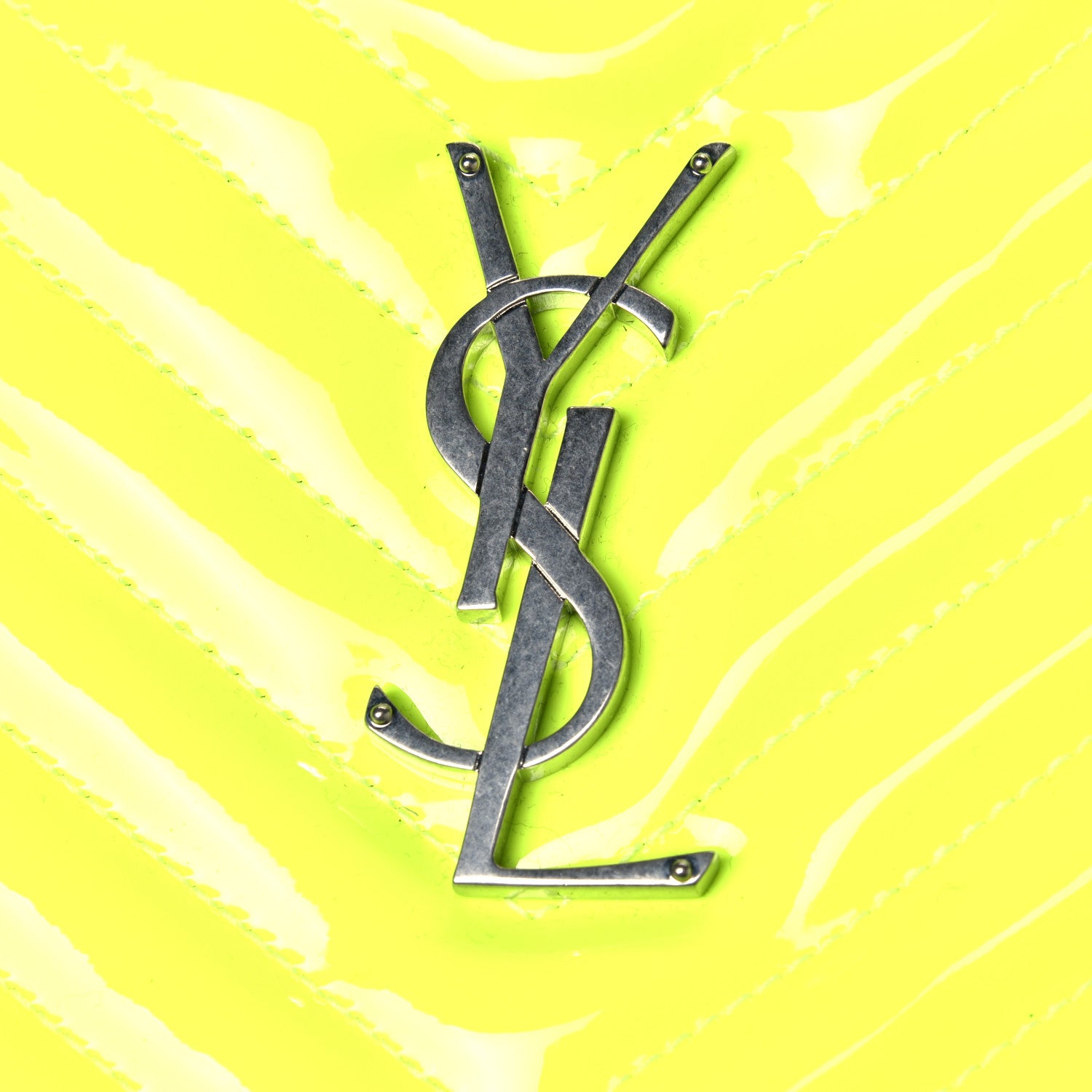 Saint Laurent Patent Calfskin Matelasse Monogram Lou Camera Bag Neon Yellow 5 of 6