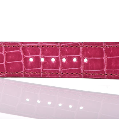 Hermes Stainless Steel Crocodile 26mm Heure H Hour Quartz Watch Framboise 9 of 10