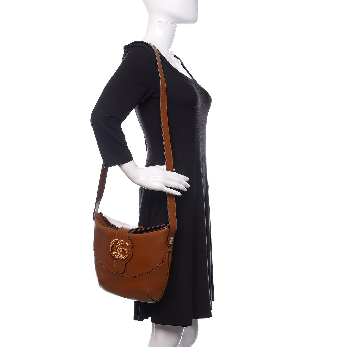 Boarded Plutone Calfskin Medium Arli Shoulder Bag Nocciola