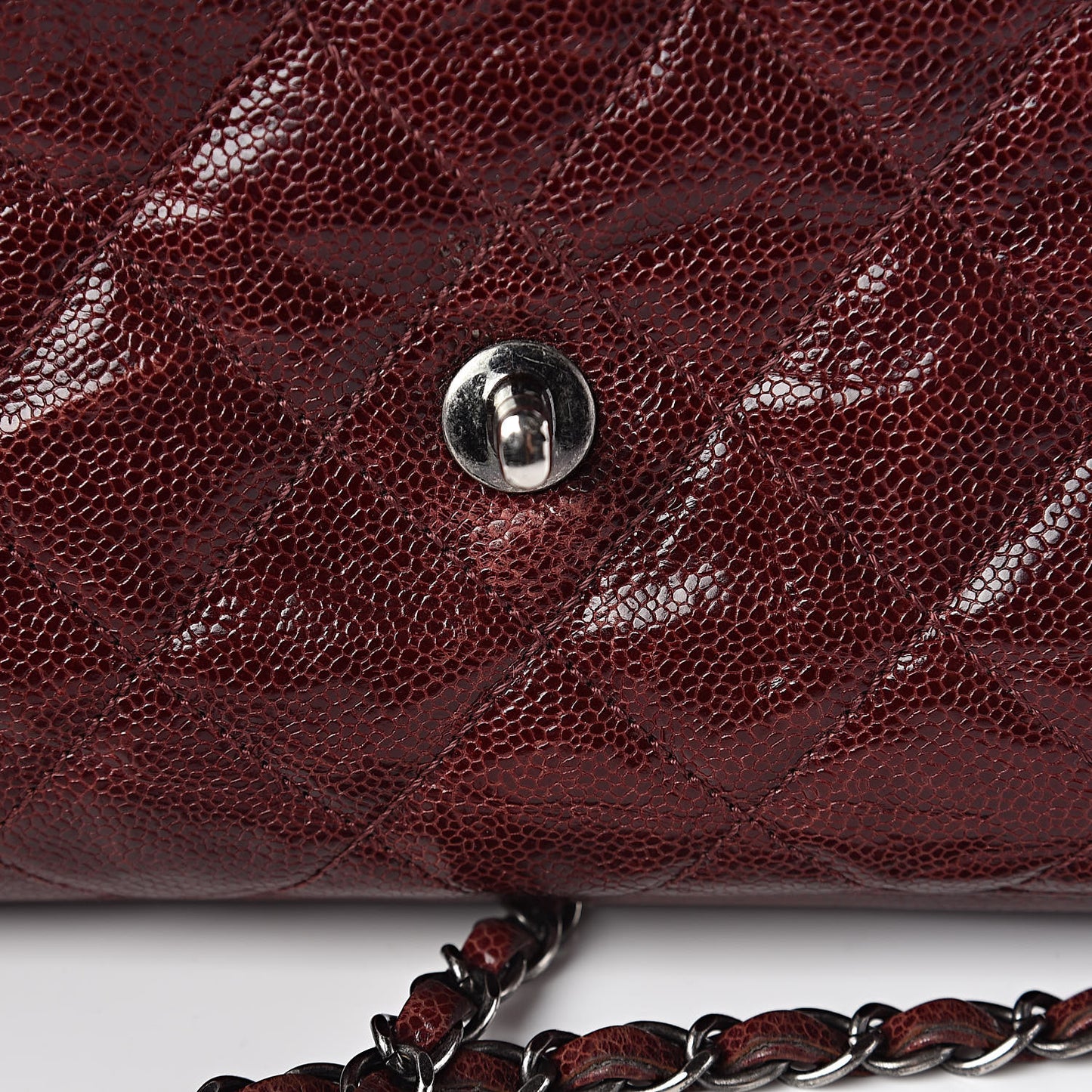 Crumpled Grained Calfskin Medium CC Crave Flap Bordeaux