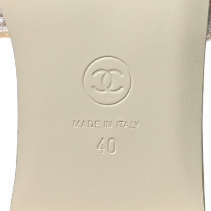 Chanel Pearl Crystal CC Mules Sandals 40 Ivory 7 of 9