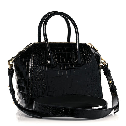 Givenchy Calfskin Crocodile Embossed Mini Antigona Black 3 of 9