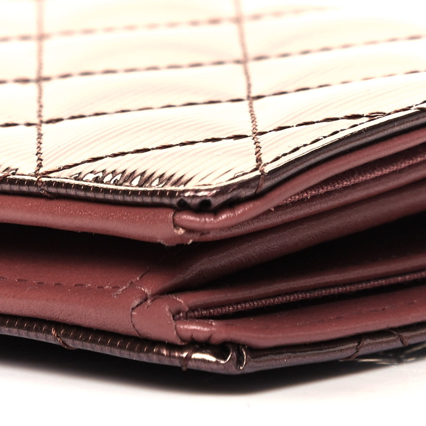 Striated Patent Yen Wallet Pink