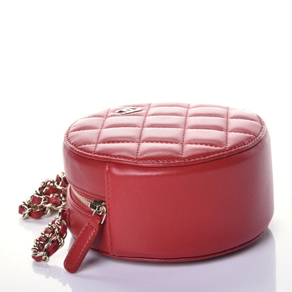 Chanel Lambskin Quilted Round Clutch With Chain Red 4 of 9