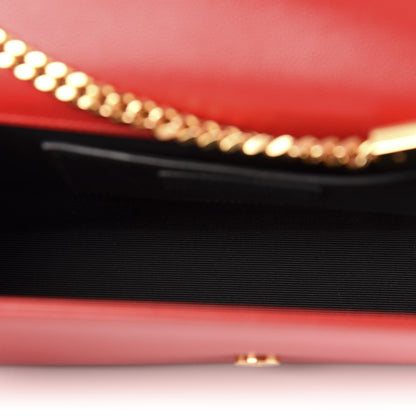 Saint Laurent Grain De Poudre Medium Monogram Kate Satchel Red 4 of 9