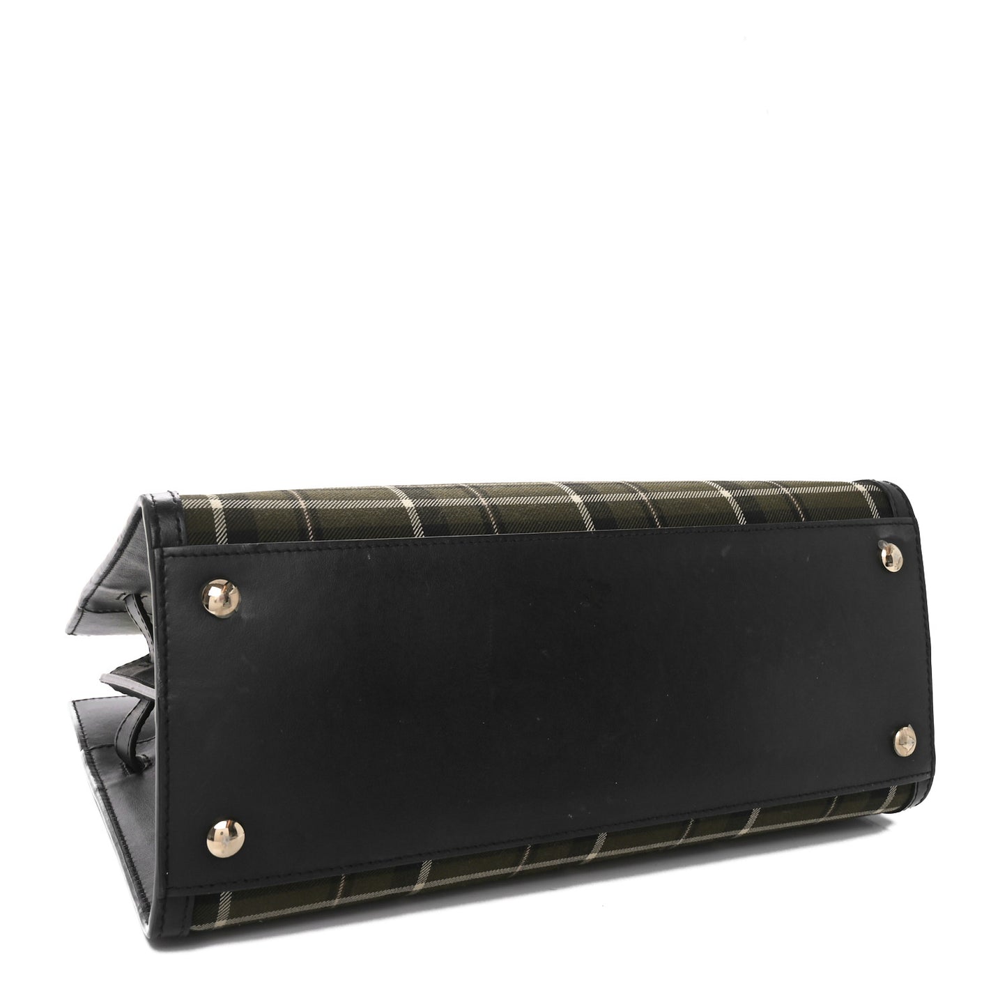 Wool Tartan Two Handle Title Bag Dark Green