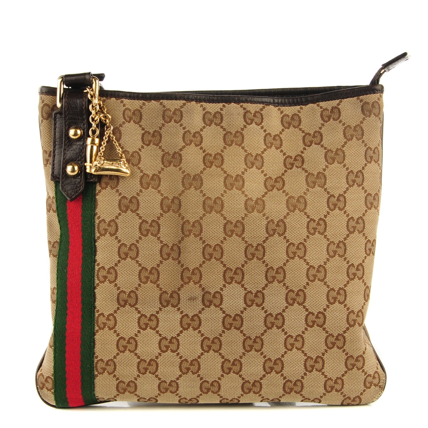 Gucci Monogram Web Jolicoeur Charms Messenger Dark Brown 1 of 7