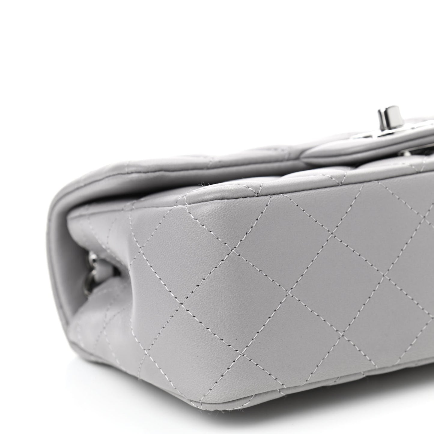 Lambskin Quilted Mini Rectangular Flap Grey