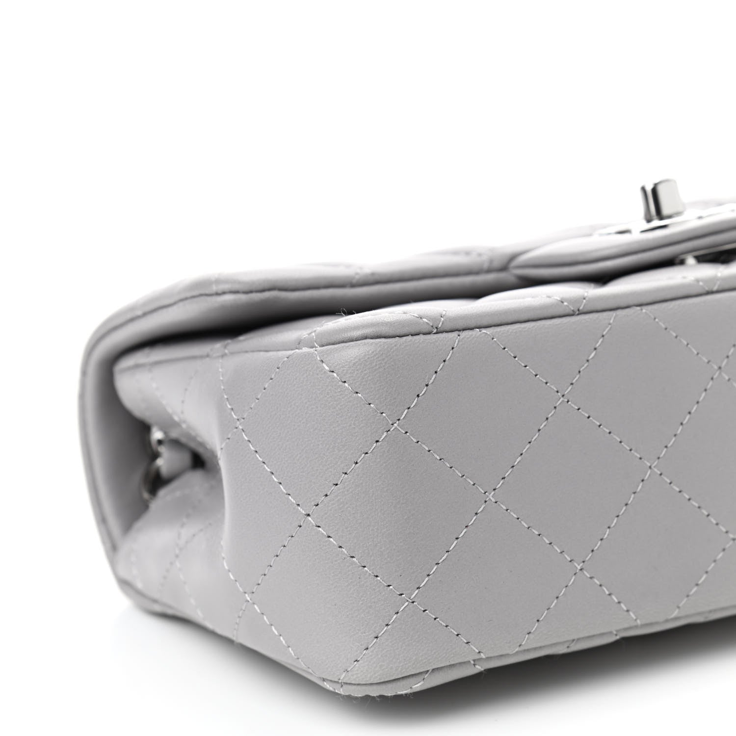 Chanel Lambskin Quilted Mini Rectangular Flap Grey 8 of 9