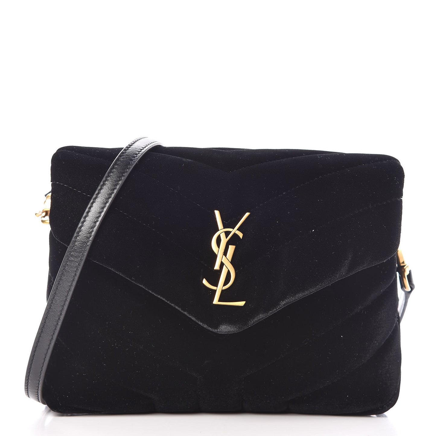 Velvet Y Quilted Monogram Toy Loulou Chain Satchel French Black