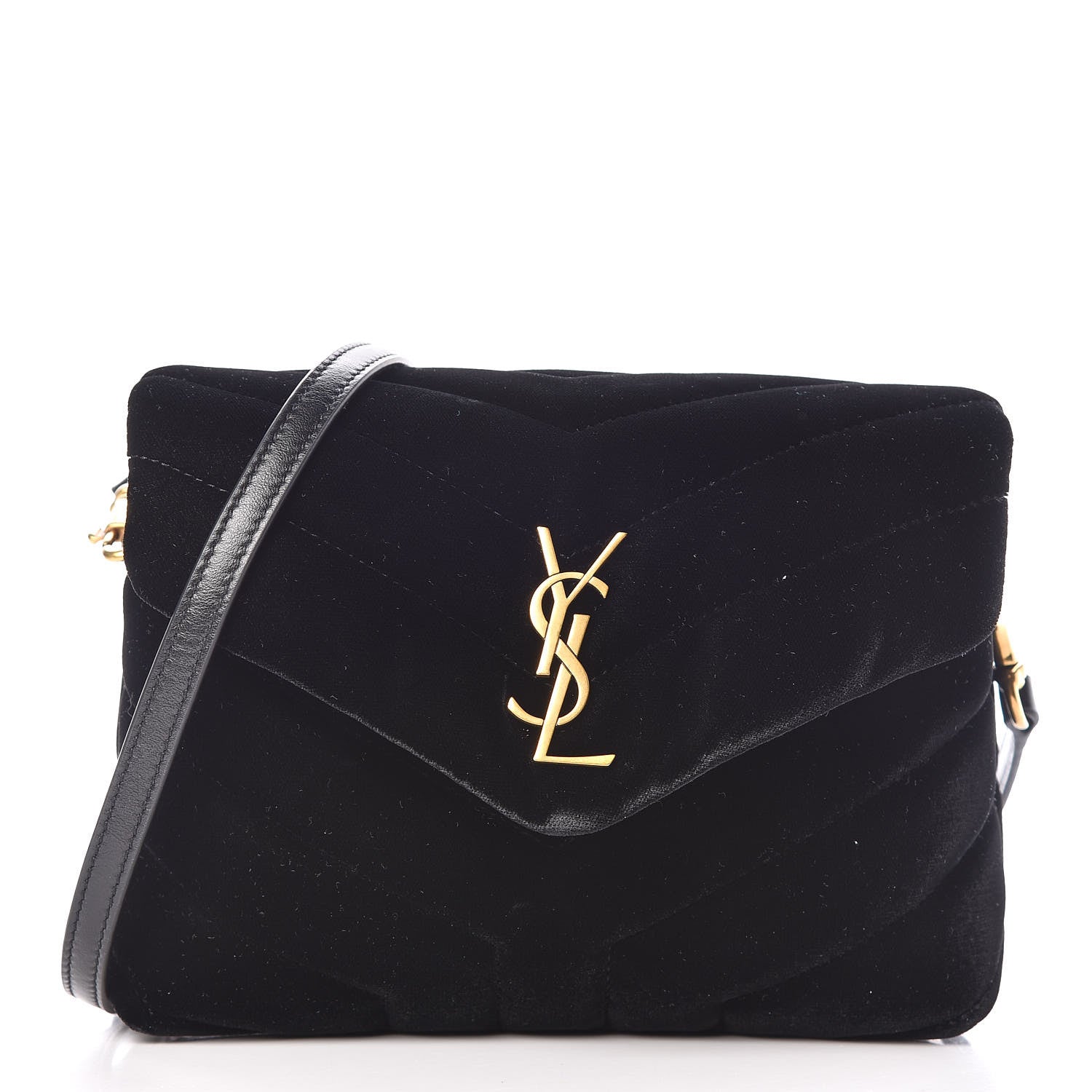 Saint Laurent Velvet Y Quilted Monogram Toy Loulou Chain Satchel French Black 1 of 10