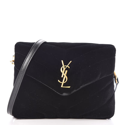 Saint Laurent Velvet Y Quilted Monogram Toy Loulou Chain Satchel French Black 1 of 10