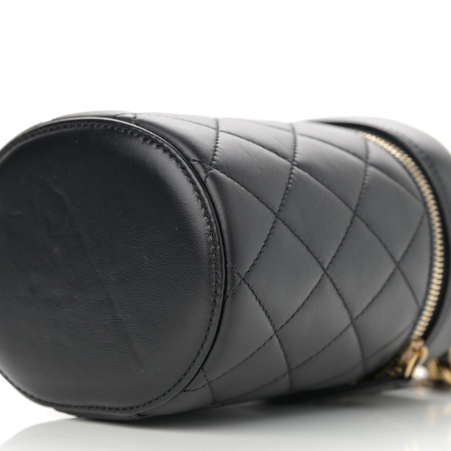 Lambskin Quilted Small Vanity Case Black