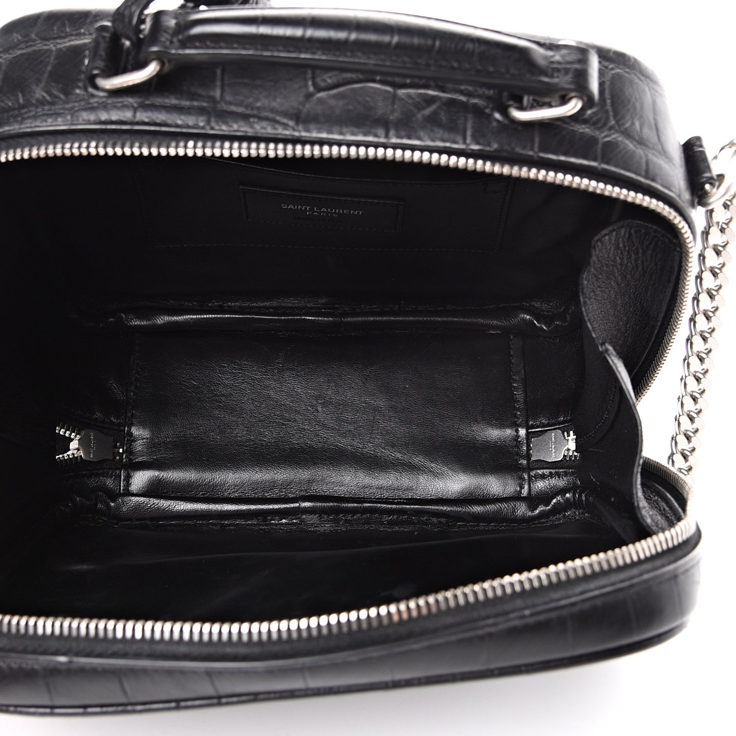 Calfskin Crocodile Embossed Monogram Lunch Box Bag Black