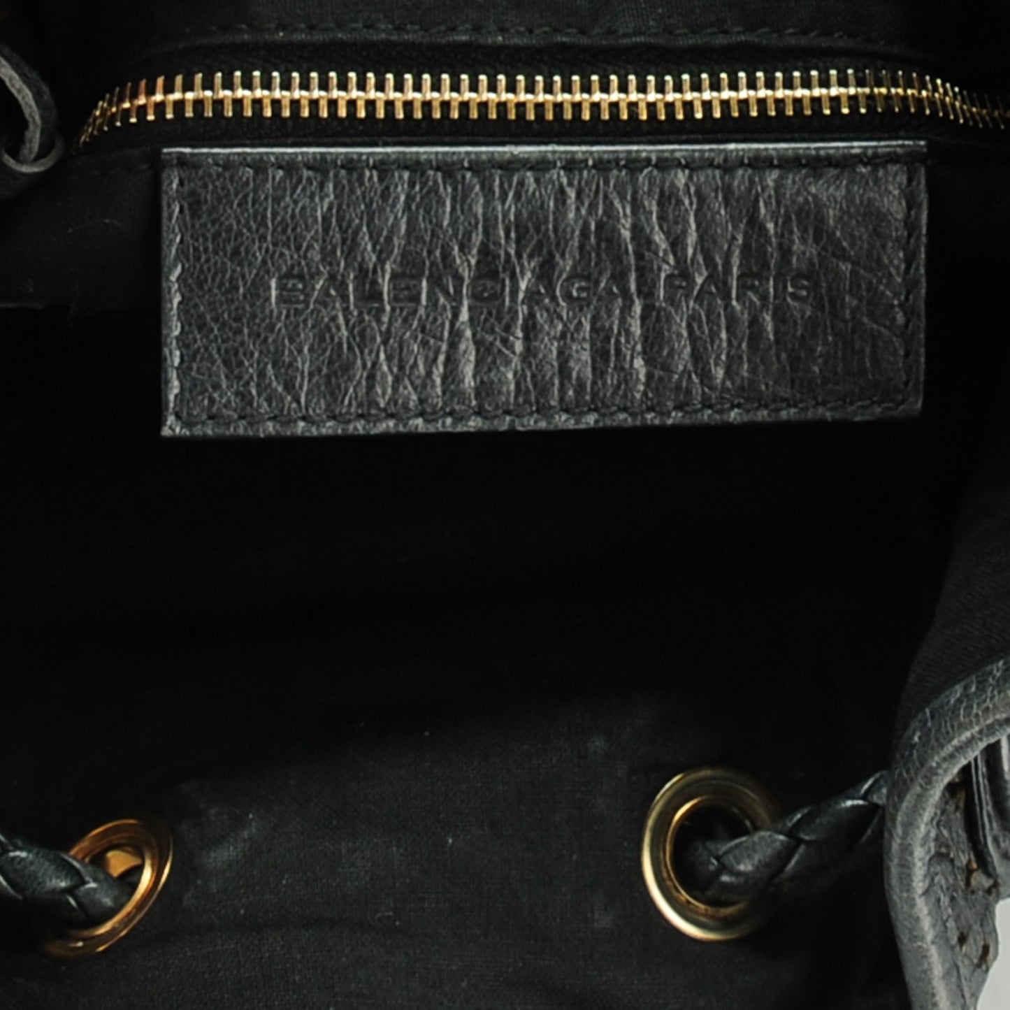 Agneau Classic Gold Hardware Perforated Cross Mini Pampille Black