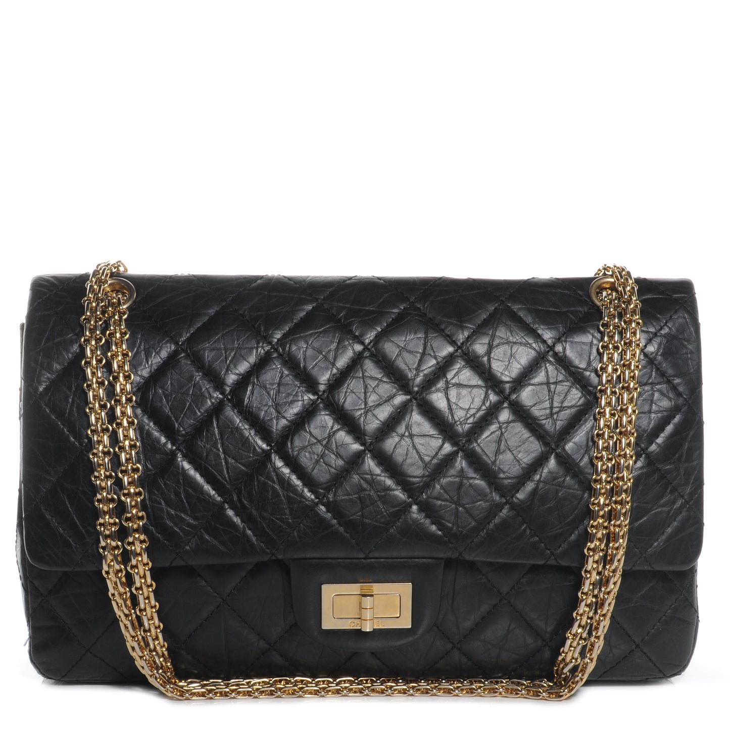 Aged Calfskin Quilted 50th Anniversary 2.55 Reissue 227 Flap Black