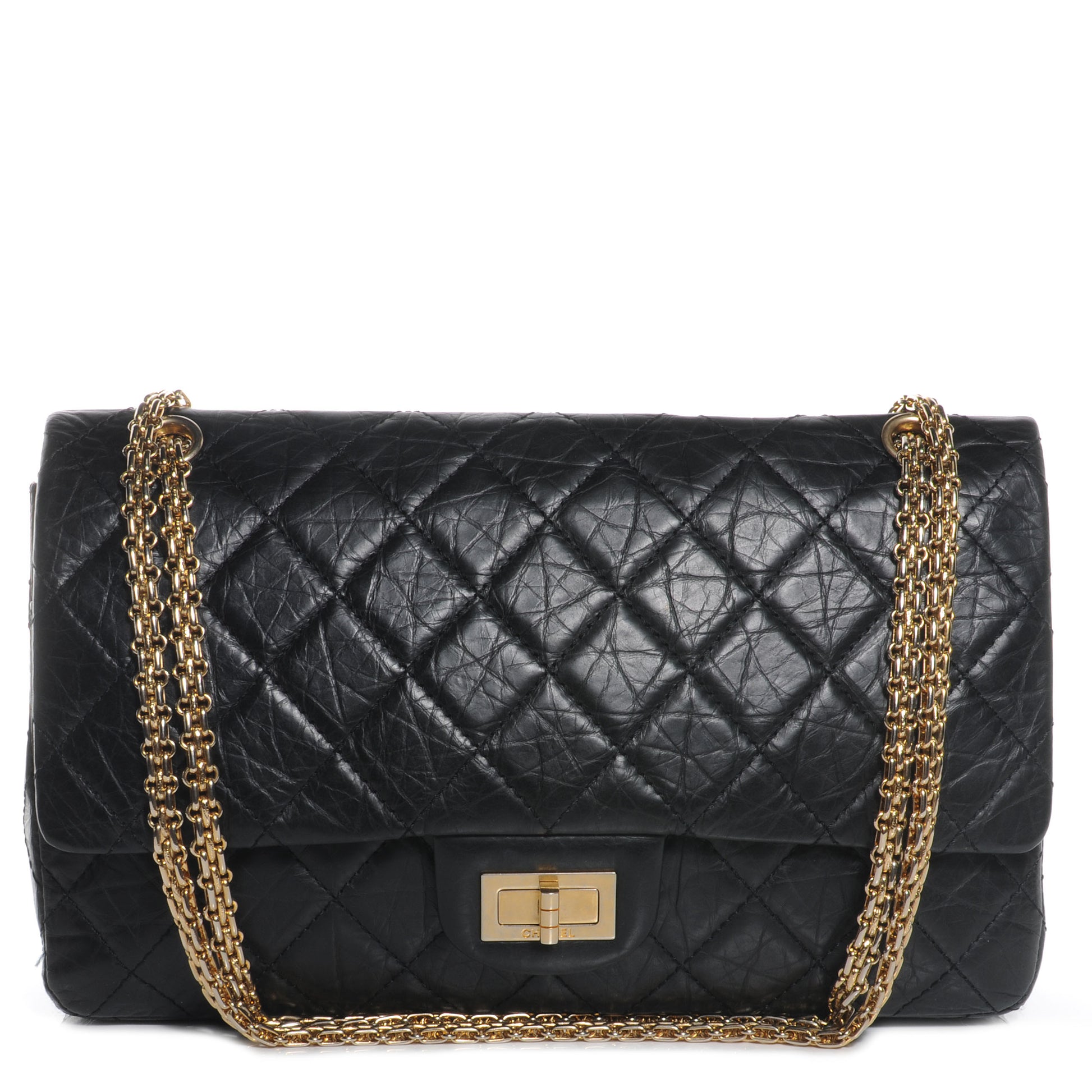 Chanel Aged Calfskin Quilted 50th Anniversary 2.55 Reissue 227 Flap Black 1 of 7