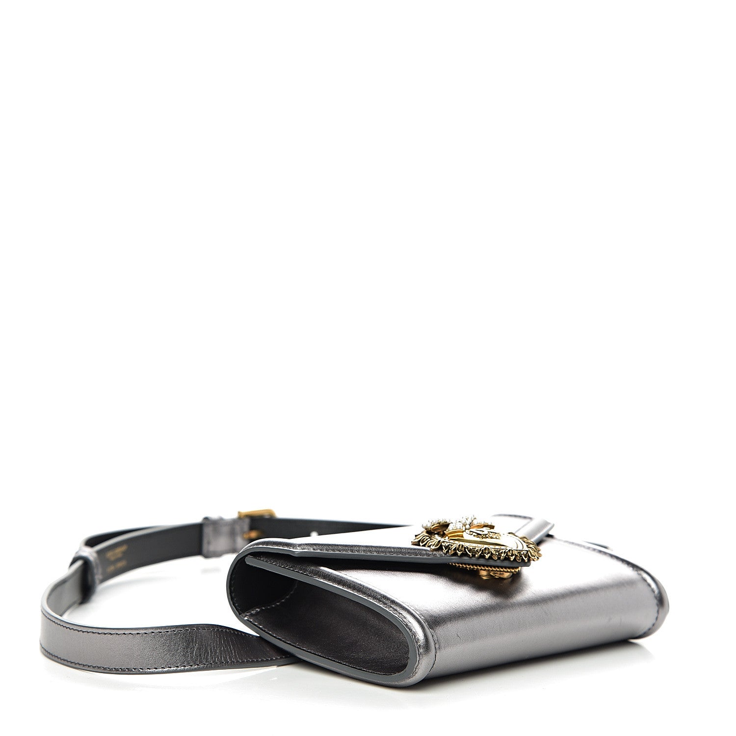 Dolce & Gabbana Metallic Agnello Vitello Devotion Belt Bag 95 38 Argento Scuro 3 of 11