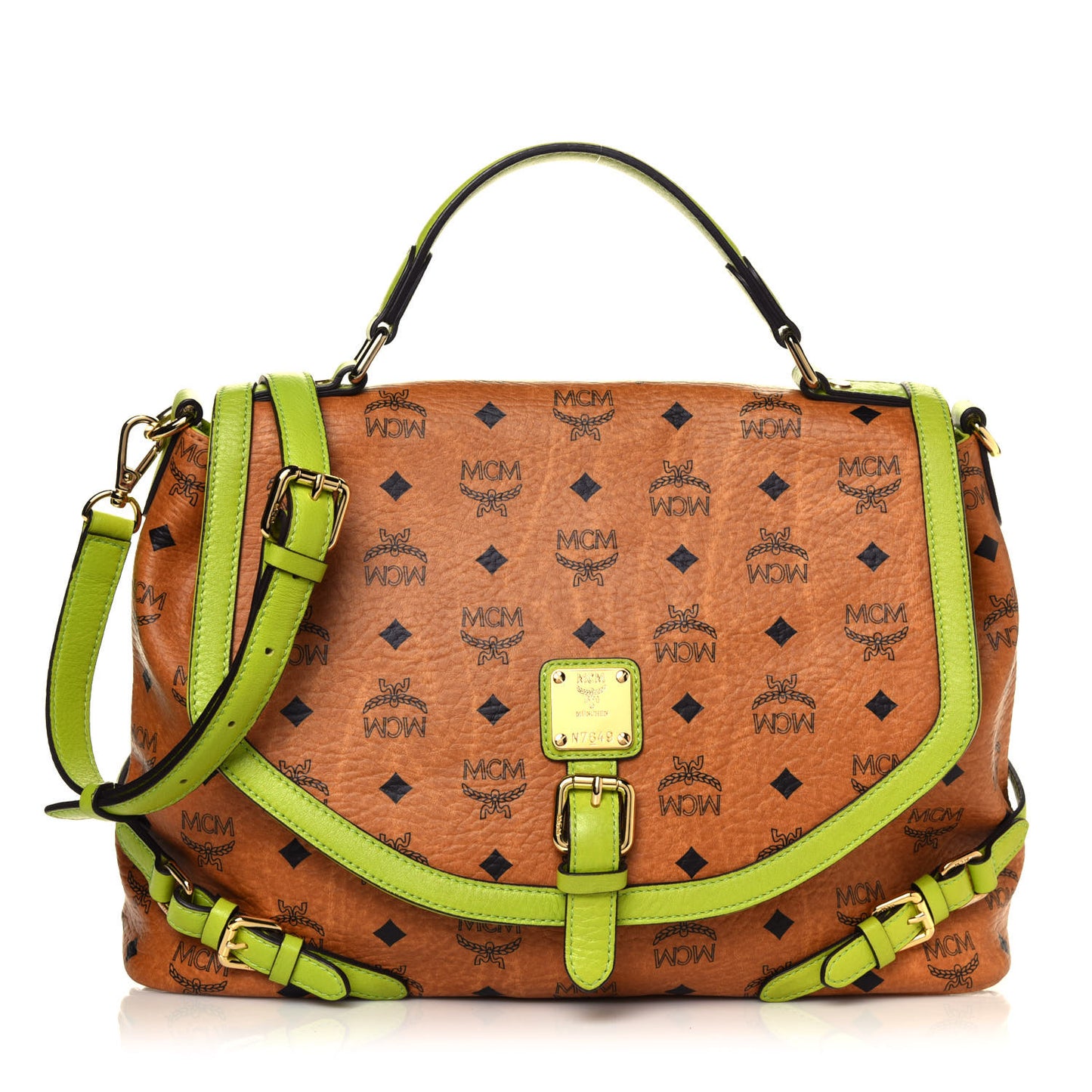 Visetos Top Handle Satchel Cognac Green