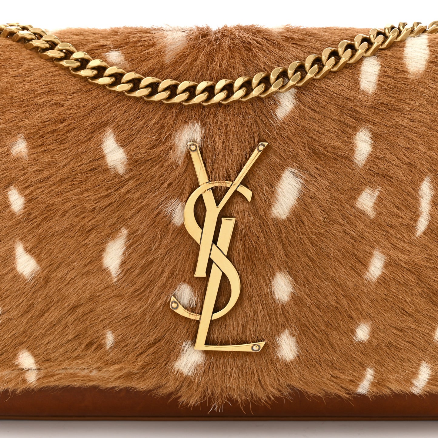 Pony Hair Calfskin Small Classic Monogram Kate Satchel Fawn
