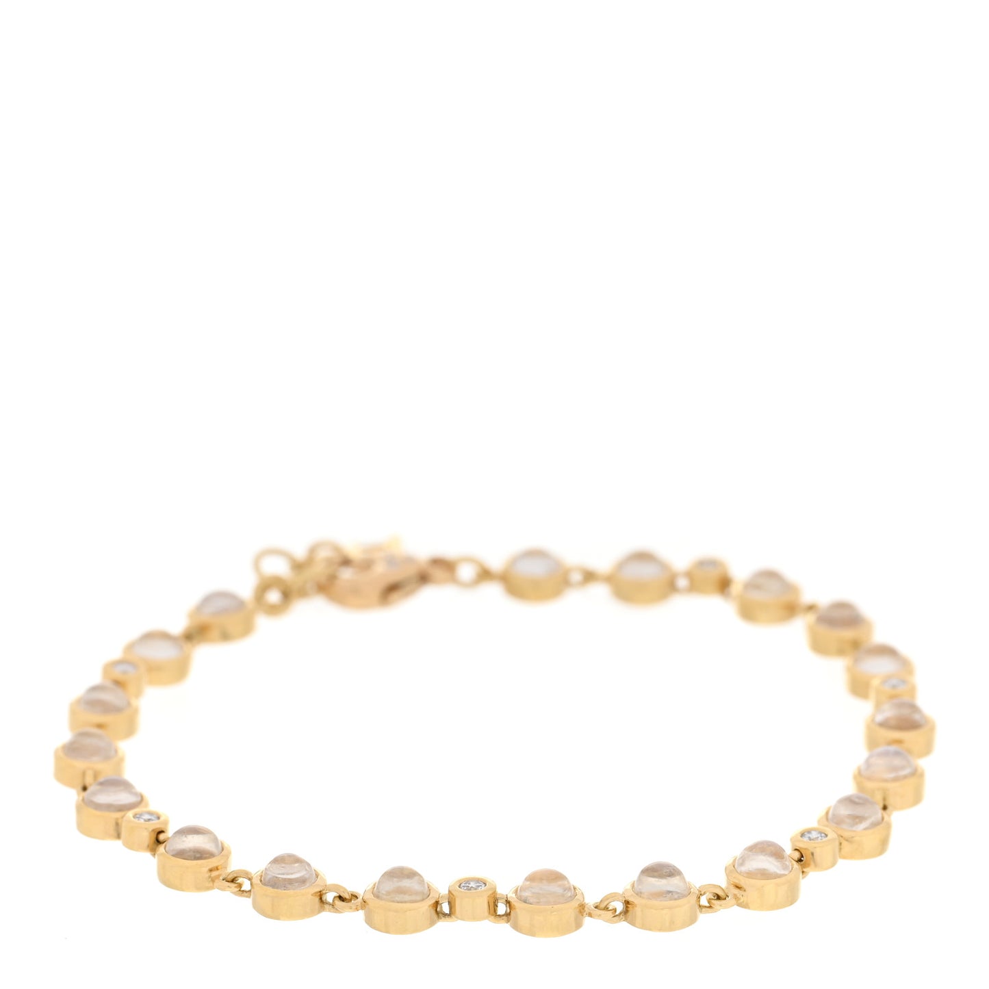 18K Yellow Gold Diamond Moonstone Blue Moon Link Bracelet