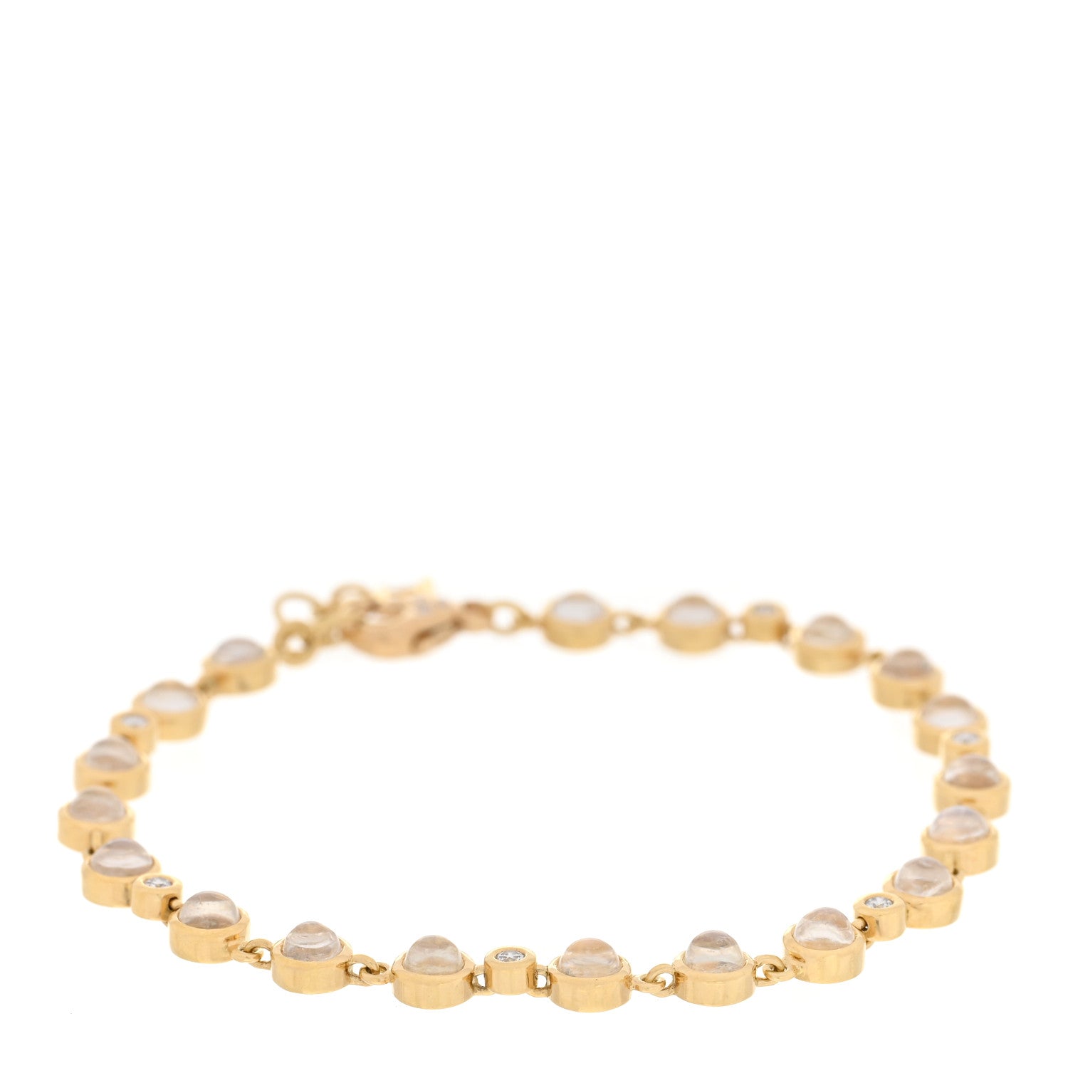 Temple St. Clair 18K Yellow Gold Diamond Moonstone Blue Moon Link Bracelet 1 of 4