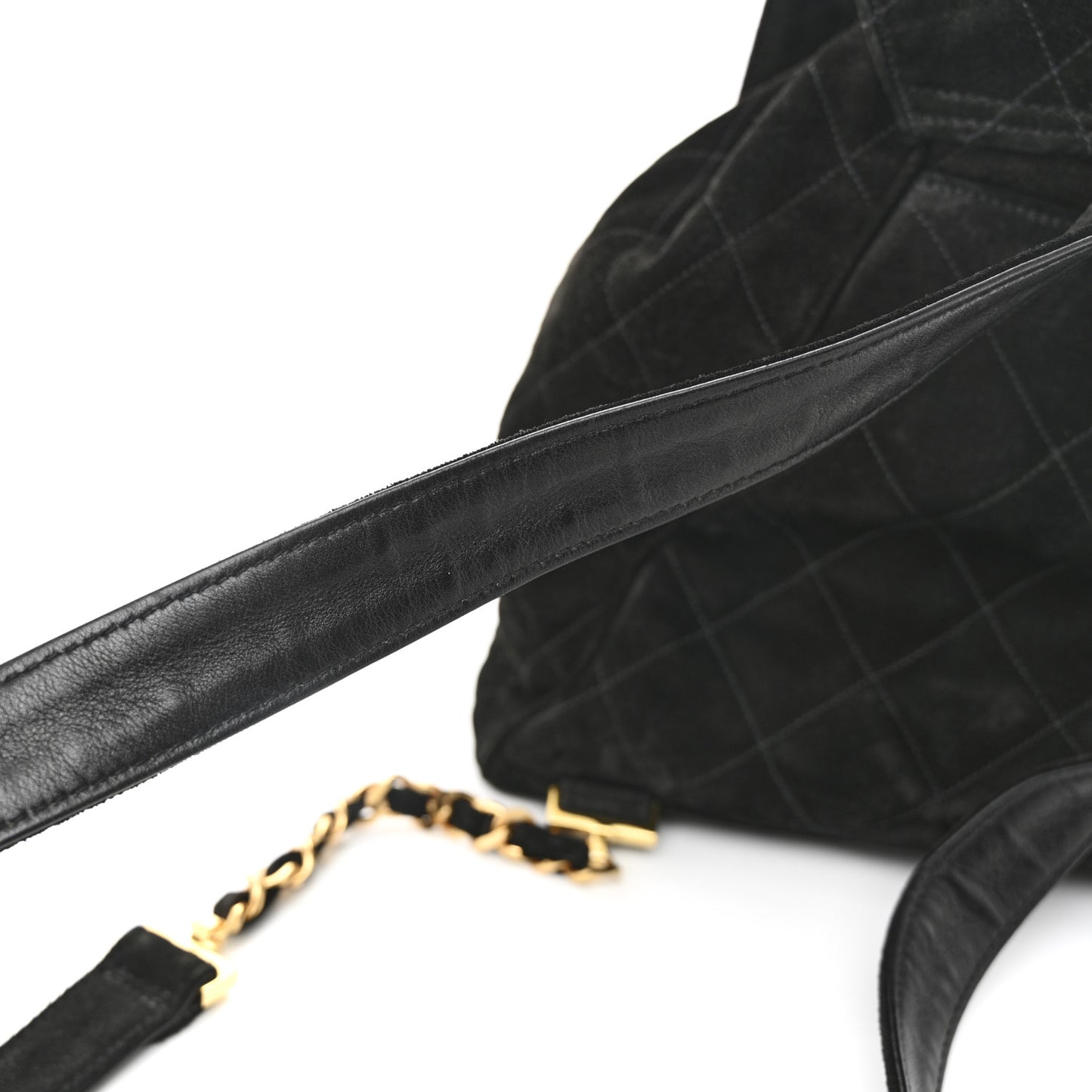 Suede Quilted CC Drawstring Backpack Black