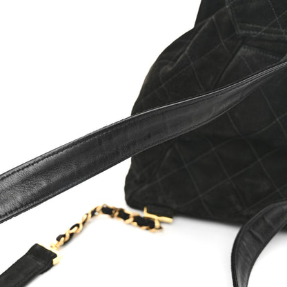 Chanel Suede Quilted CC Drawstring Backpack Black 13 of 13
