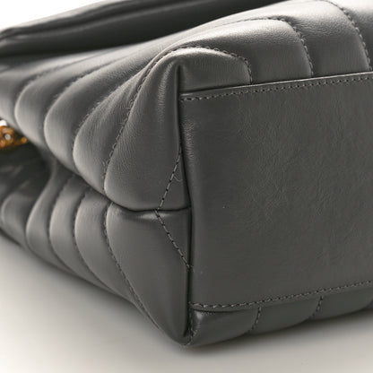Saint Laurent Calfskin Y Quilted Monogram Small Loulou Chain Satchel Storm 10 of 11