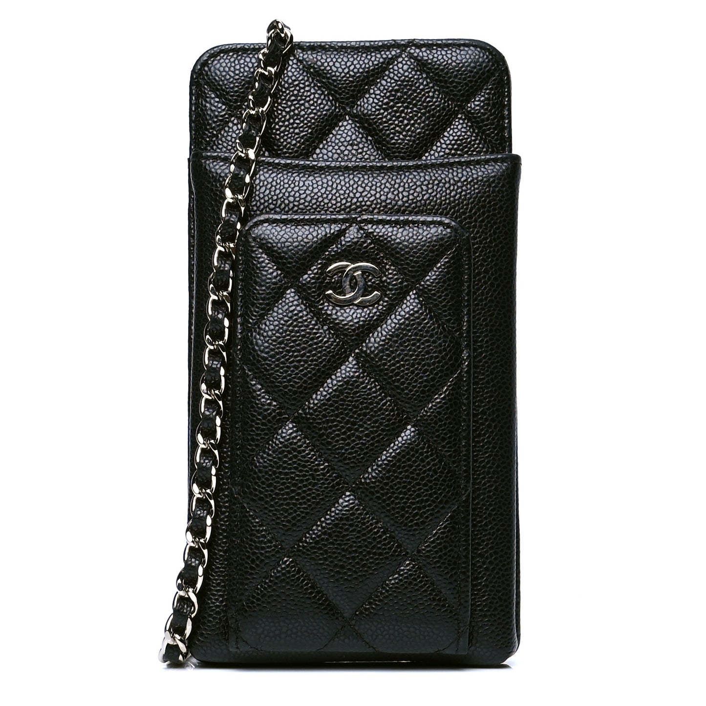 Caviar Quilted CC Phone Holder Black