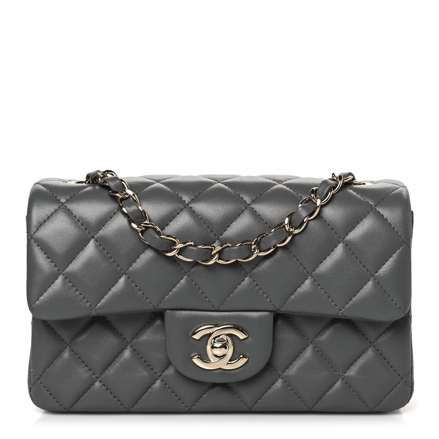 Chanel Lambskin Quilted Mini Rectangular Flap Dark Grey 1 of 10