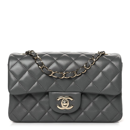 Chanel Lambskin Quilted Mini Rectangular Flap Dark Grey 1 of 10