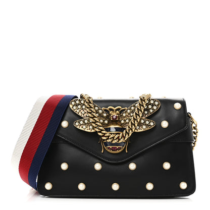 Gucci Nappa Pearl Studded Mini Queen Margaret Broadway Shoulder Bag Black 1 of 10