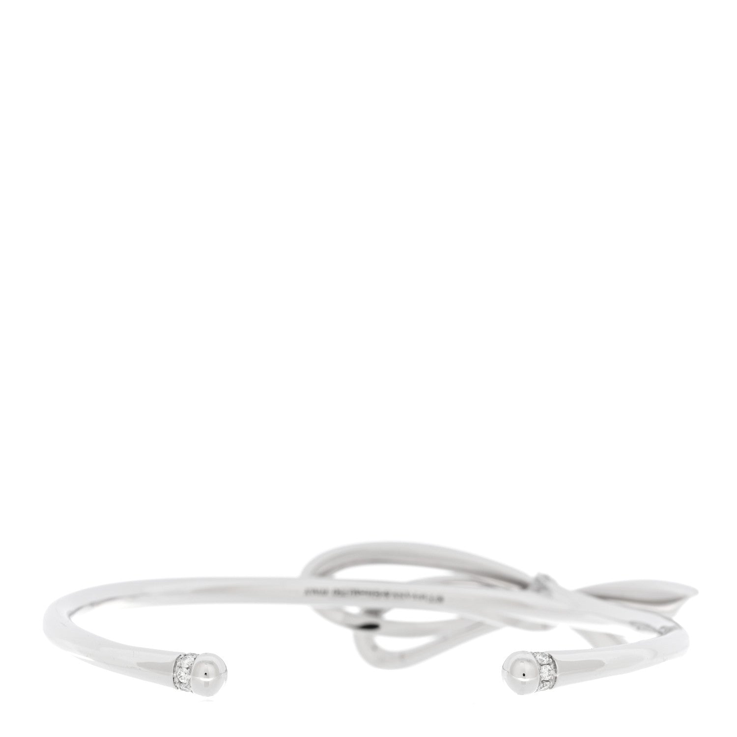 Tiffany 18K White Gold Diamond Medium Bow Cuff Bracelet 2 of 3
