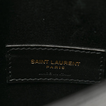 Saint Laurent Calfskin Crocodile Embossed Monogram Uptown Baby Pouch Black 6 of 6