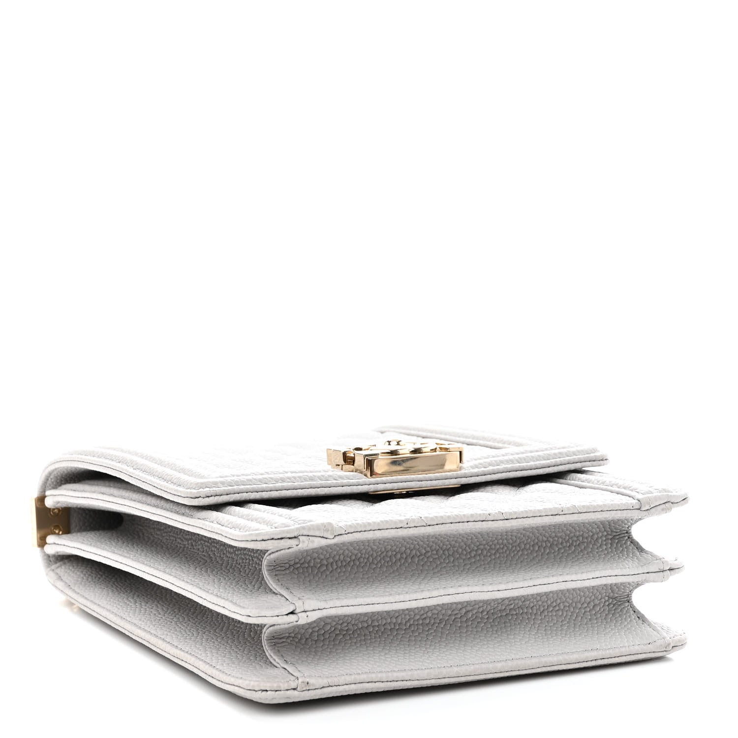 Chanel Caviar Quilted North South Boy Flap Light Grey 4 of 10