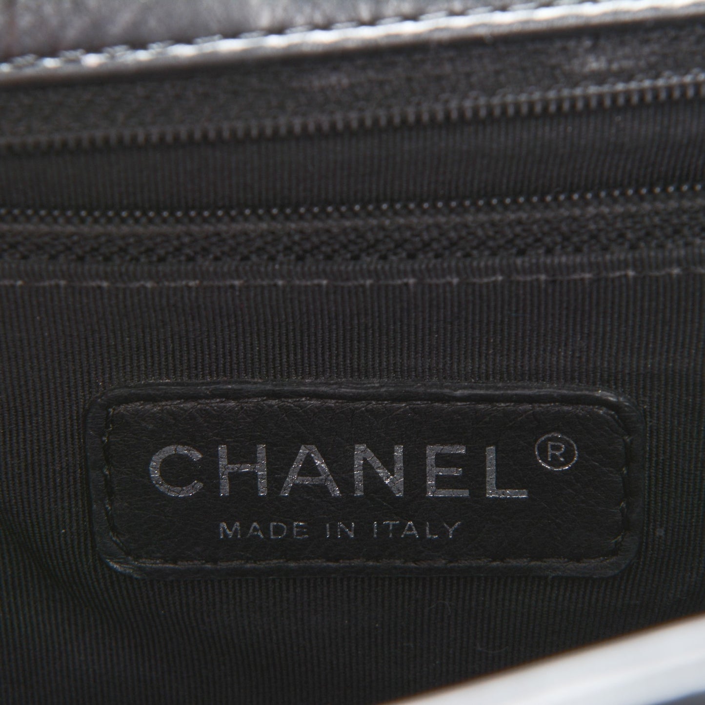 Calfskin Double Stitch Large Boy Flap Black