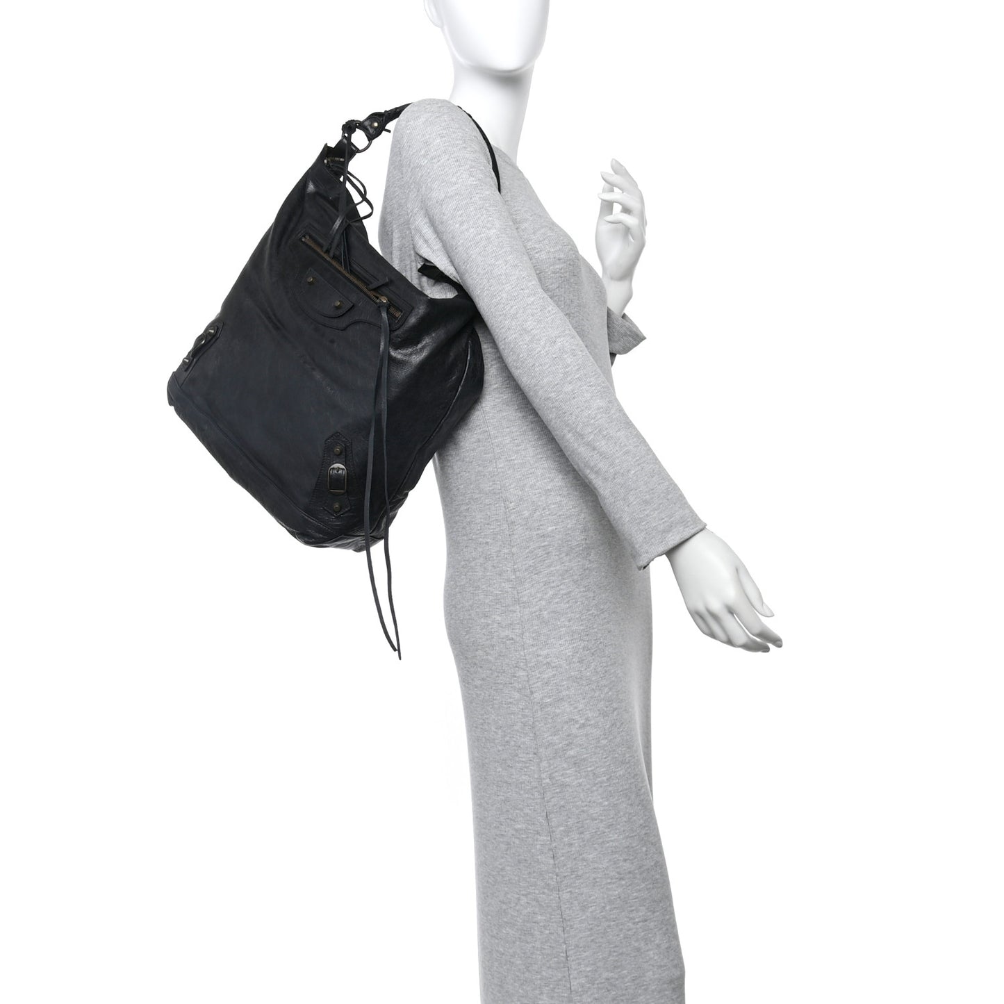 Agneau Classic Hardware Day Hobo Black