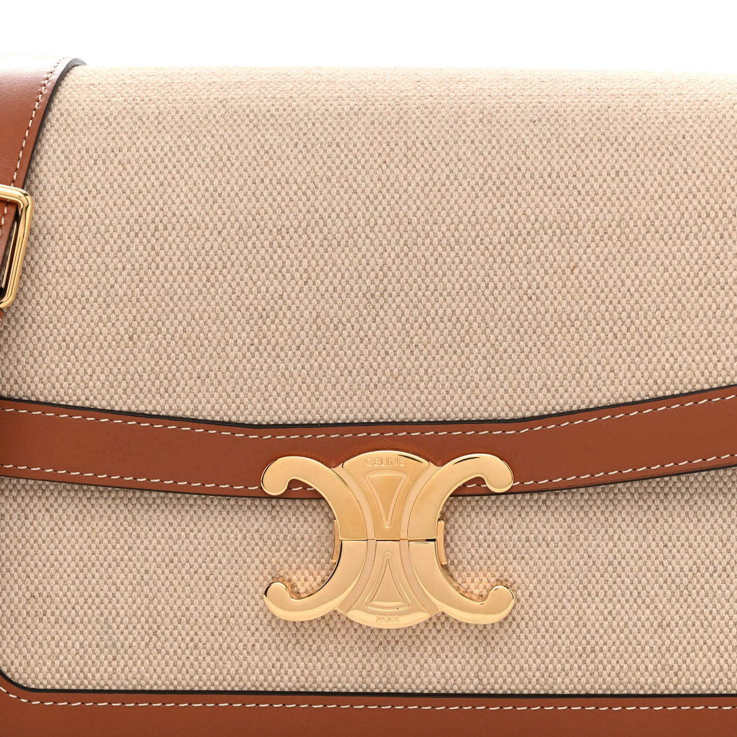 Textile Calfskin Classique Triomphe Bag Natural Tan