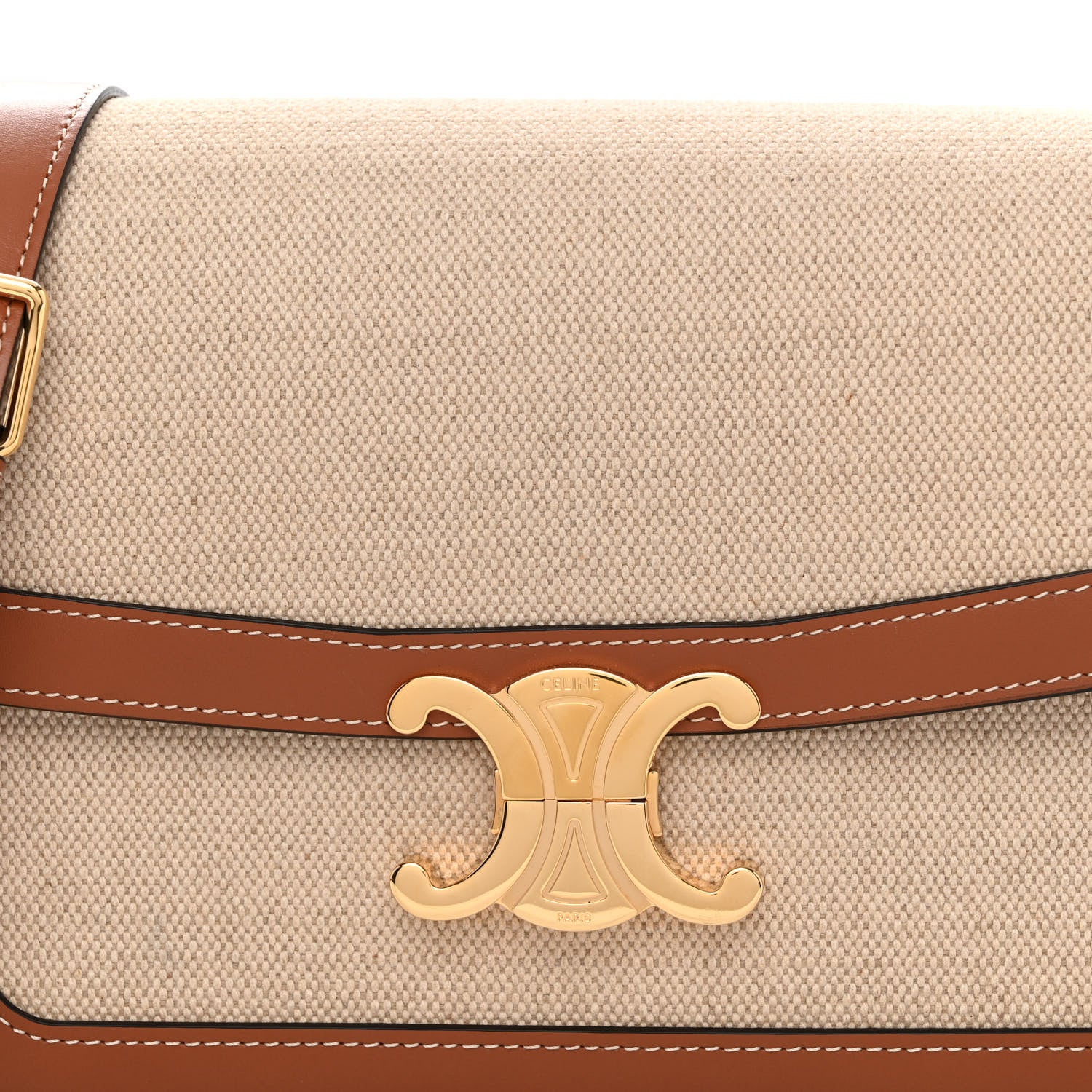 Celine Textile Calfskin Classique Triomphe Bag Natural Tan 8 of 10