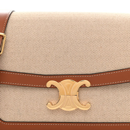 Celine Textile Calfskin Classique Triomphe Bag Natural Tan 8 of 10