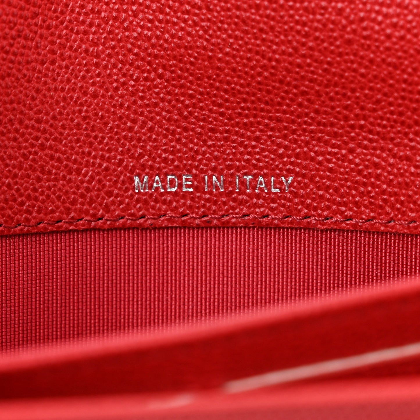 Grained Calfskin Quilted CC Box Flap Wallet Red