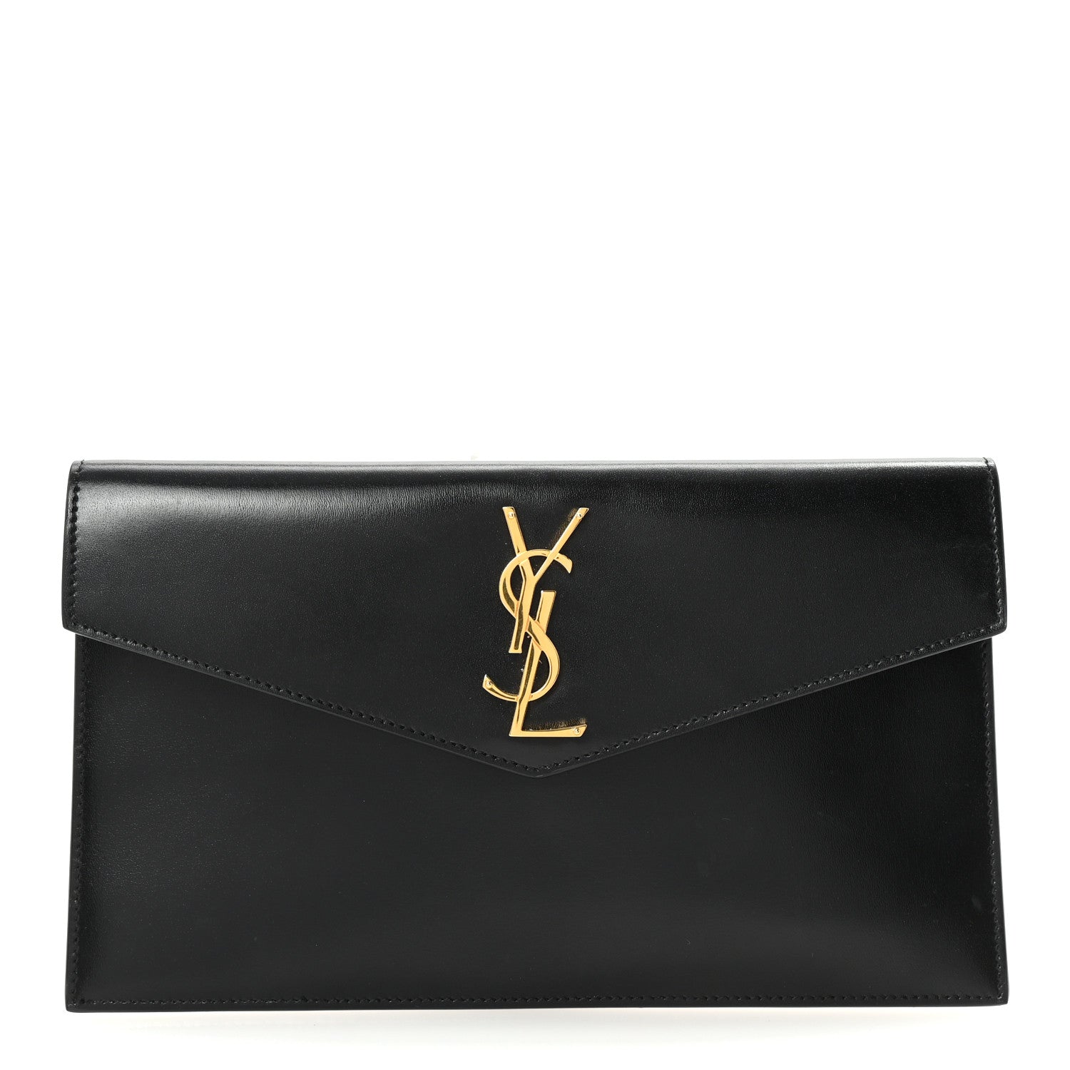 Saint Laurent Smooth Shiny Calfskin Monogram Uptown Pouch Black 1 of 7