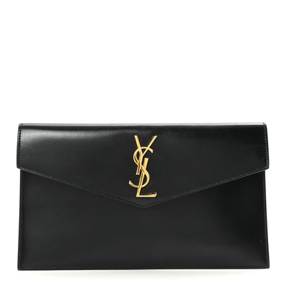 Saint Laurent Smooth Shiny Calfskin Monogram Uptown Pouch Black 1 of 7