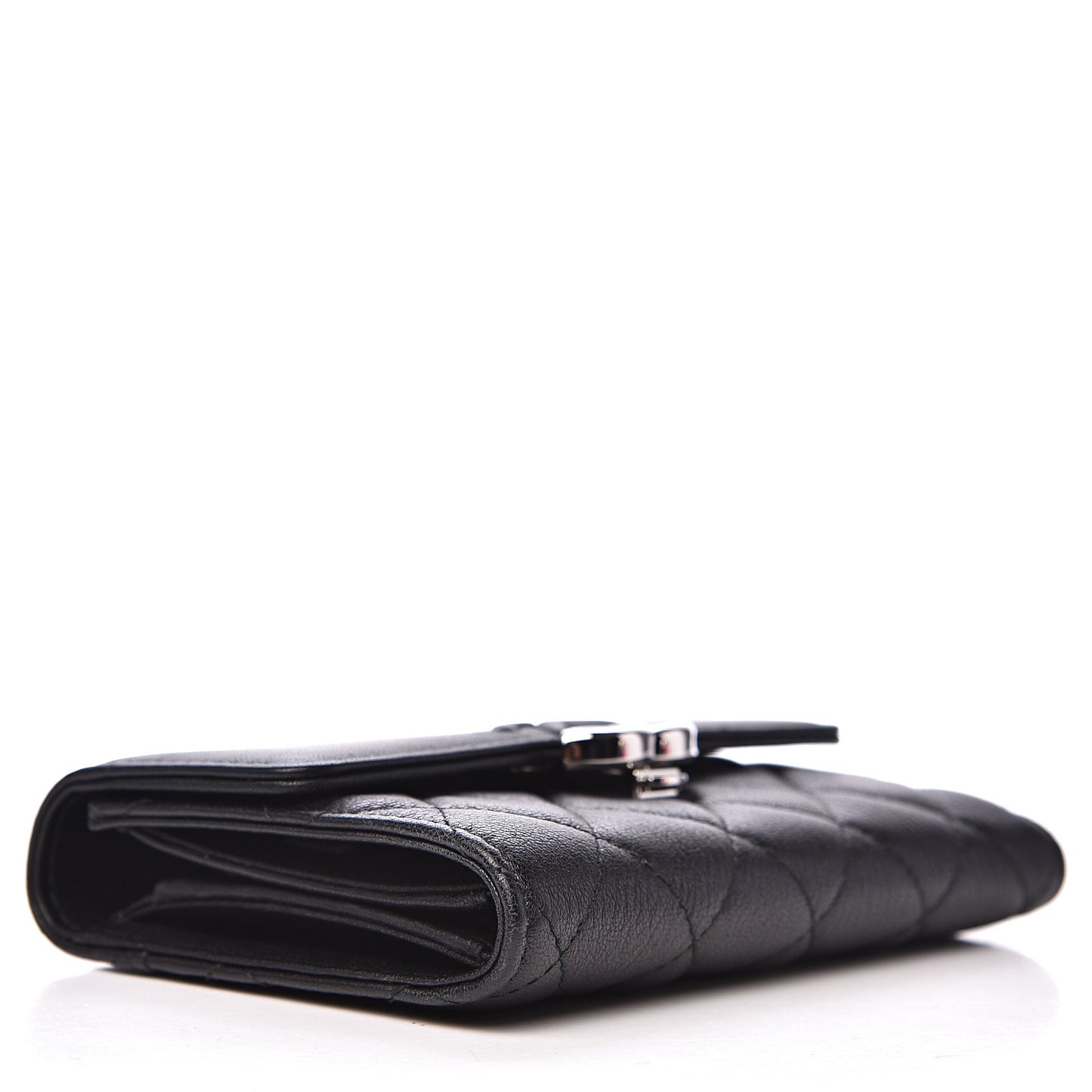 Lambskin Quilted CC Box Flap Wallet Black