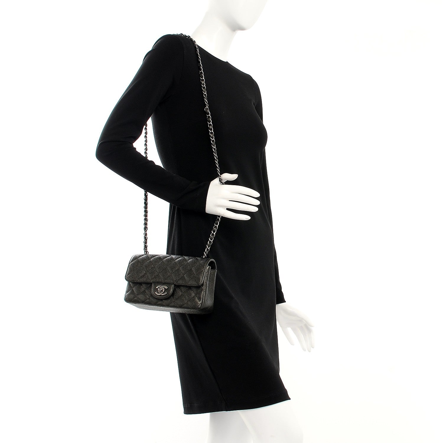 Chanel Caviar Quilted Mini Rectangular Flap Charcoal 2 of 6