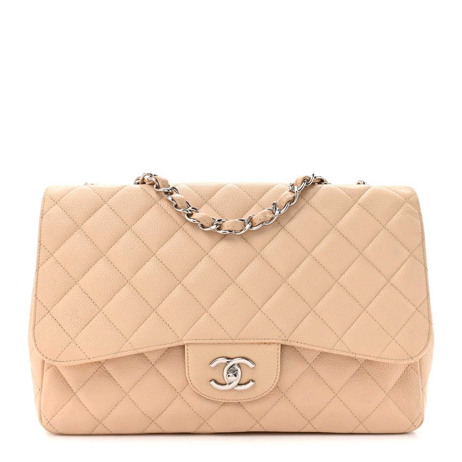 Chanel Caviar Quilted Jumbo Single Flap Beige 1 of 20